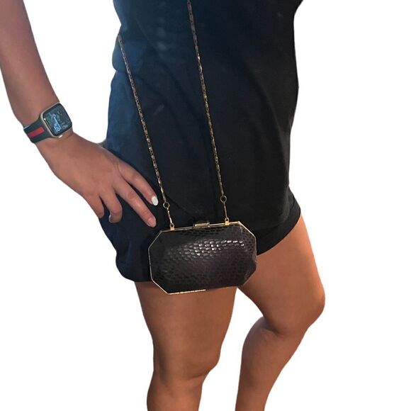 ROYAL Purple Snake Print Bejeweled Mini Shoulder Purse 7x4x 5x 2.5 - Picture 3 of 10